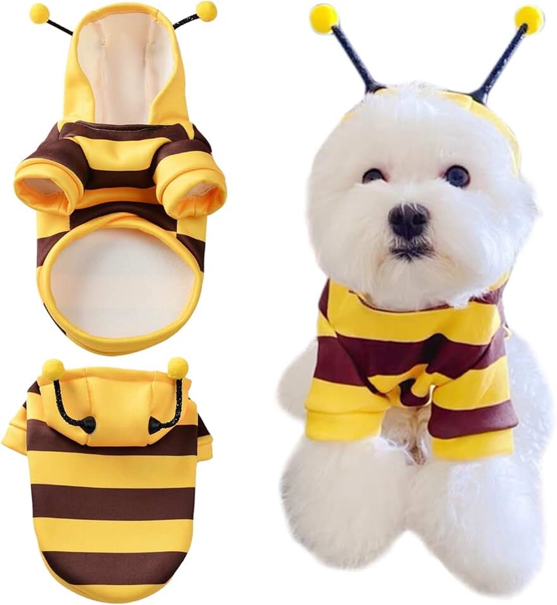 Bijenkostuum voor kleine honden, hondenkostuum voor honden, Halloween, Kerstmis, feesten, rollenspellen, meerkleurig (M)