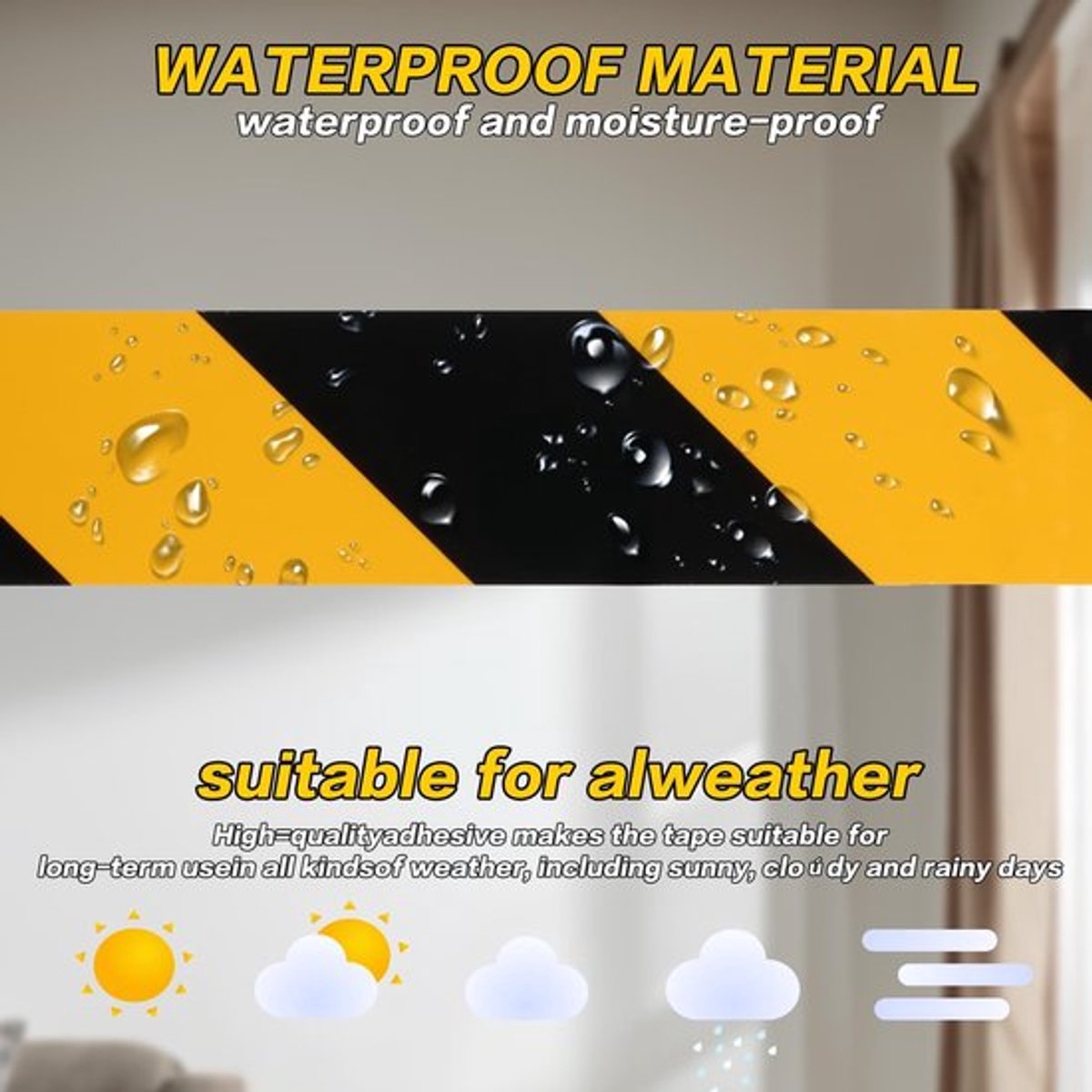- Gele Zwarte Plakband - Veiligheidsmarkering - 33 m x 5 cm - Waterdicht en Weerbestendig - Ideaal voor Auto's en Trailers - Multifunctioneel