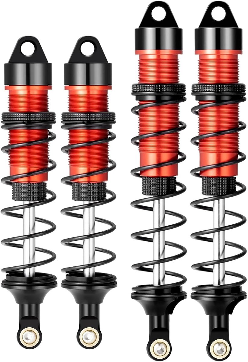 RC-schokdemper, verstelbare voor- en achterschokdemper voor 1/8 ARRMA Typhon 6S, Trax-ledge-aluminium, FS Racing JLB HSP LRP Hobao Hongnor DF Truggy (rood voor en achter)