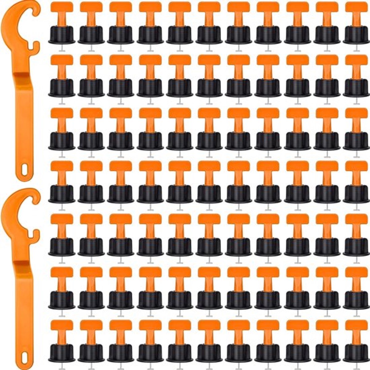 Leveling Systeem voor Tegels - 100 Stuks Herbruikbaar voor Keramische Tegels en Houten Platen - Inclusief 2 Speciale Sleutels voor Eenvoudige Installatie