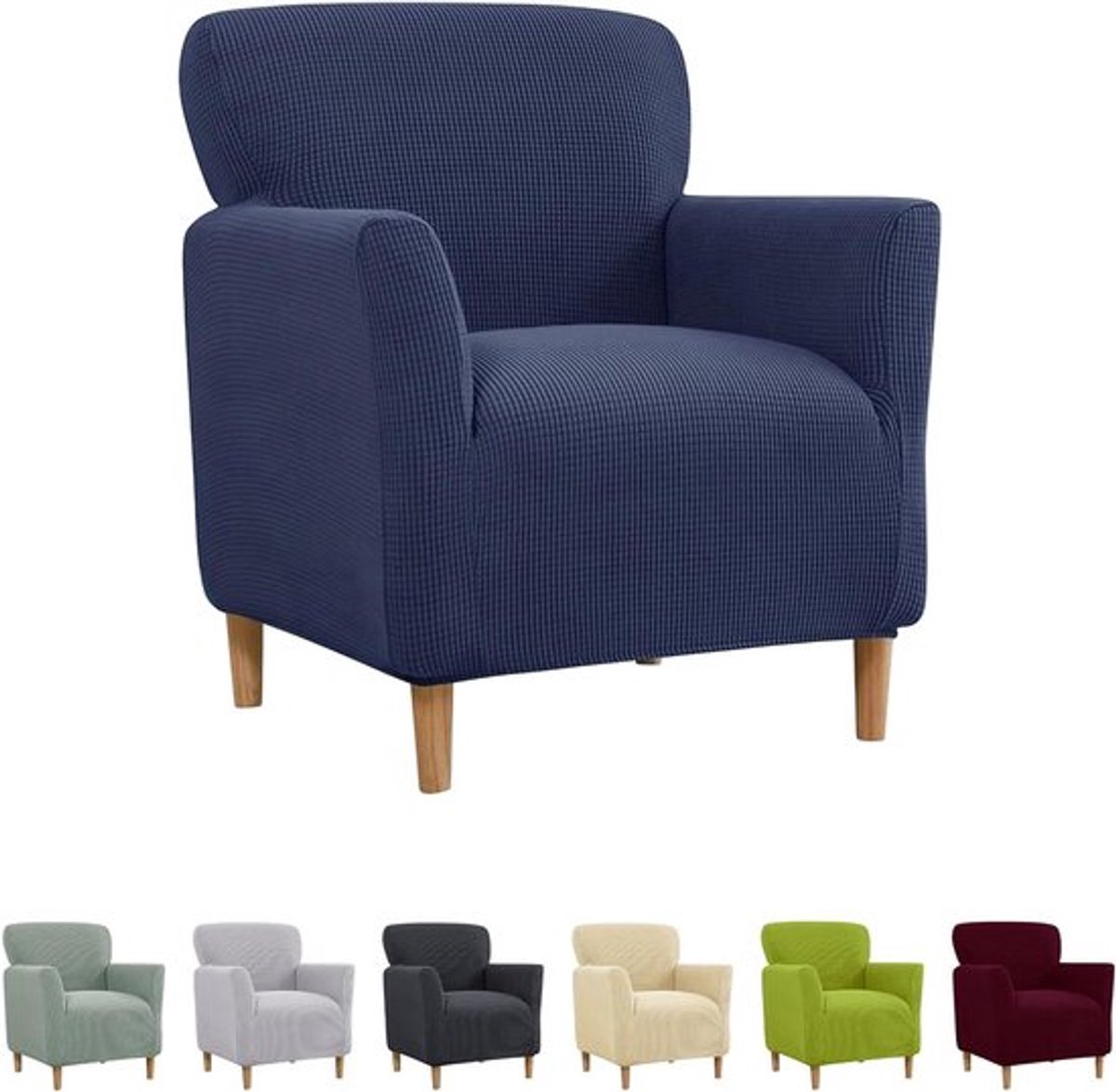 Verstelbare Stoelhoes met Armleuningen van Elastisch Fluweel voor Beklede Stoelen, Zachte Bescherming voor Woonkamer en Kantoor, Universele Pasvorm (Navy Blauw)