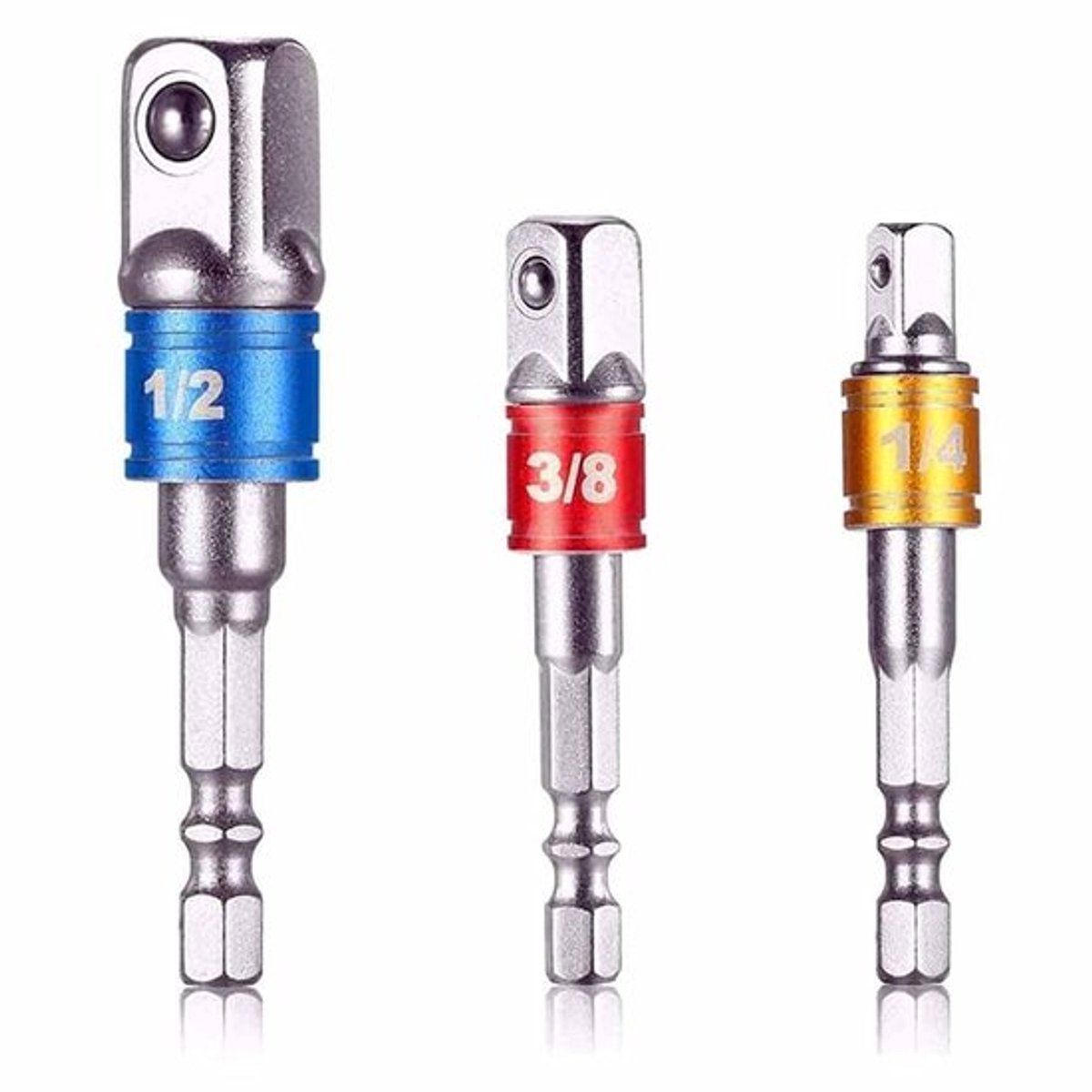 Zeskant-steekadapter - 3-in-1 booraccessoire - 1/4 3/8 1/2 inch - Ideaal voor elektrisch gereedschap - Robuust en duurzaam