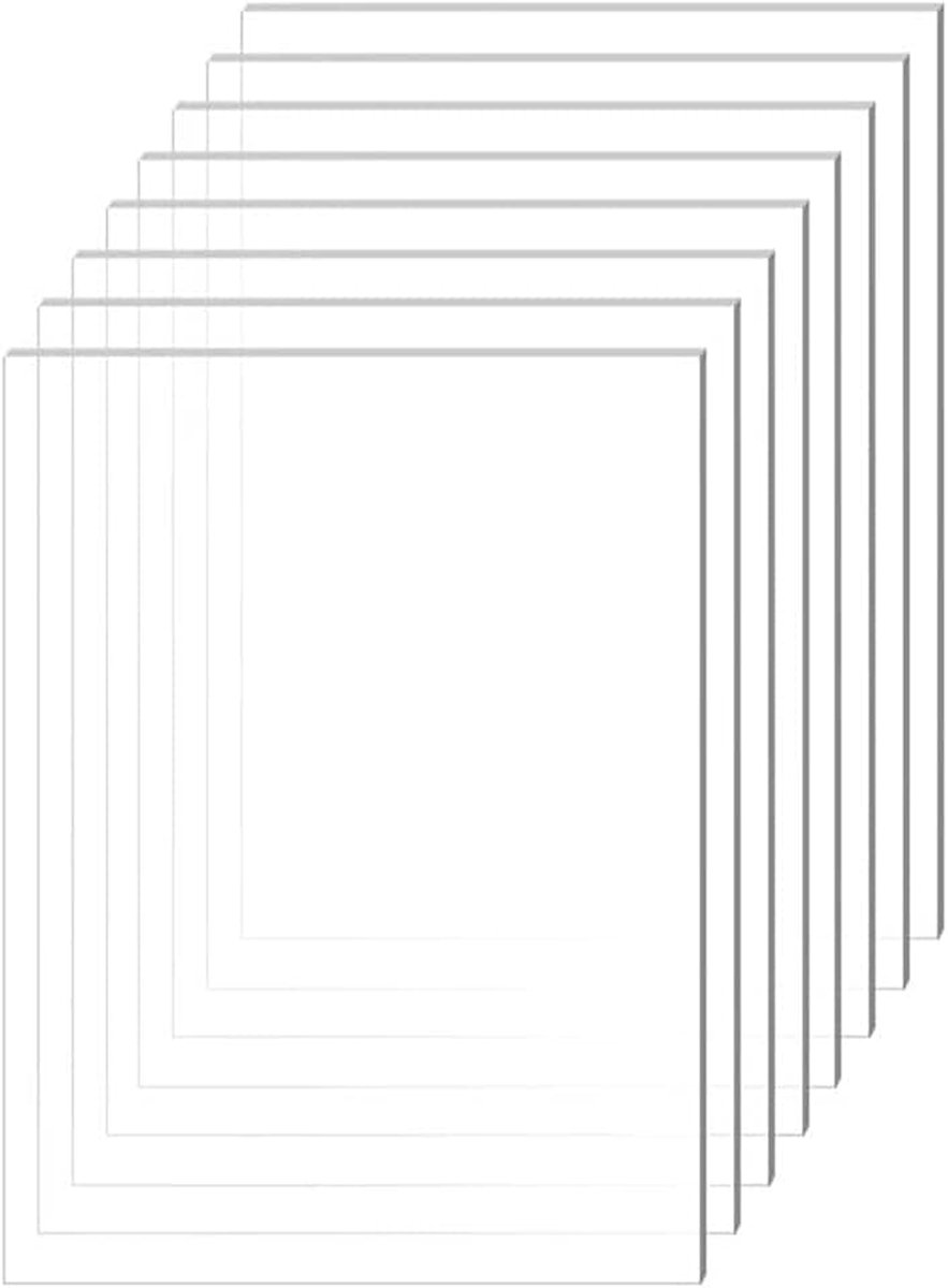 8 stuks transparante acrylplaten van methacrylaatplaten, transparant, 10 x 15 cm, transparante acrylplaten, acrylplaat voor fotolijst, projectweergave