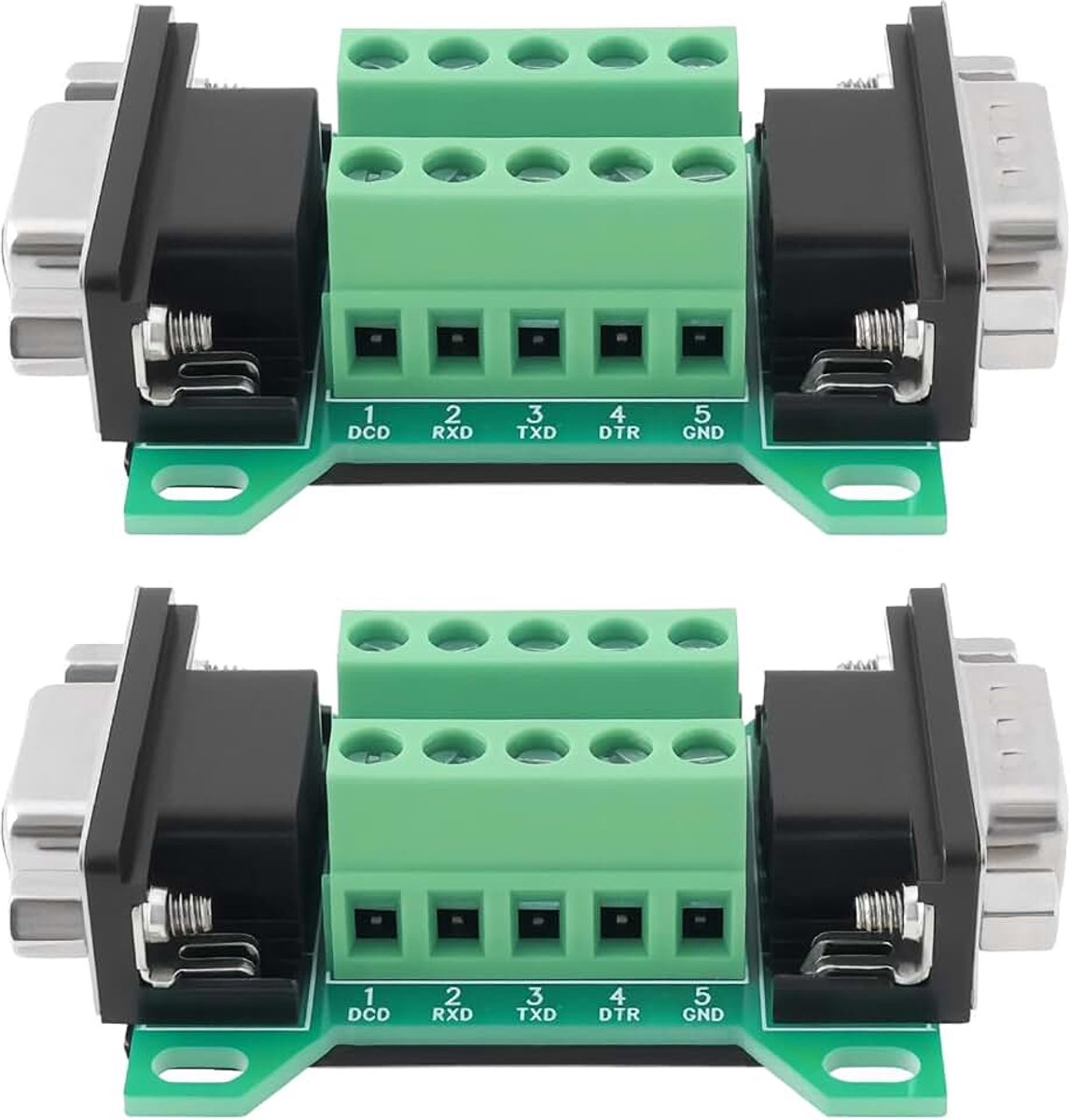 2 Stks DB9 Mannelijke Naar Vrouwelijke Breakout Board Rs232 D-Sub Seriële Naar 9 Pin Terminal voor Automatische Industriële Controle Apparatuur Kassa