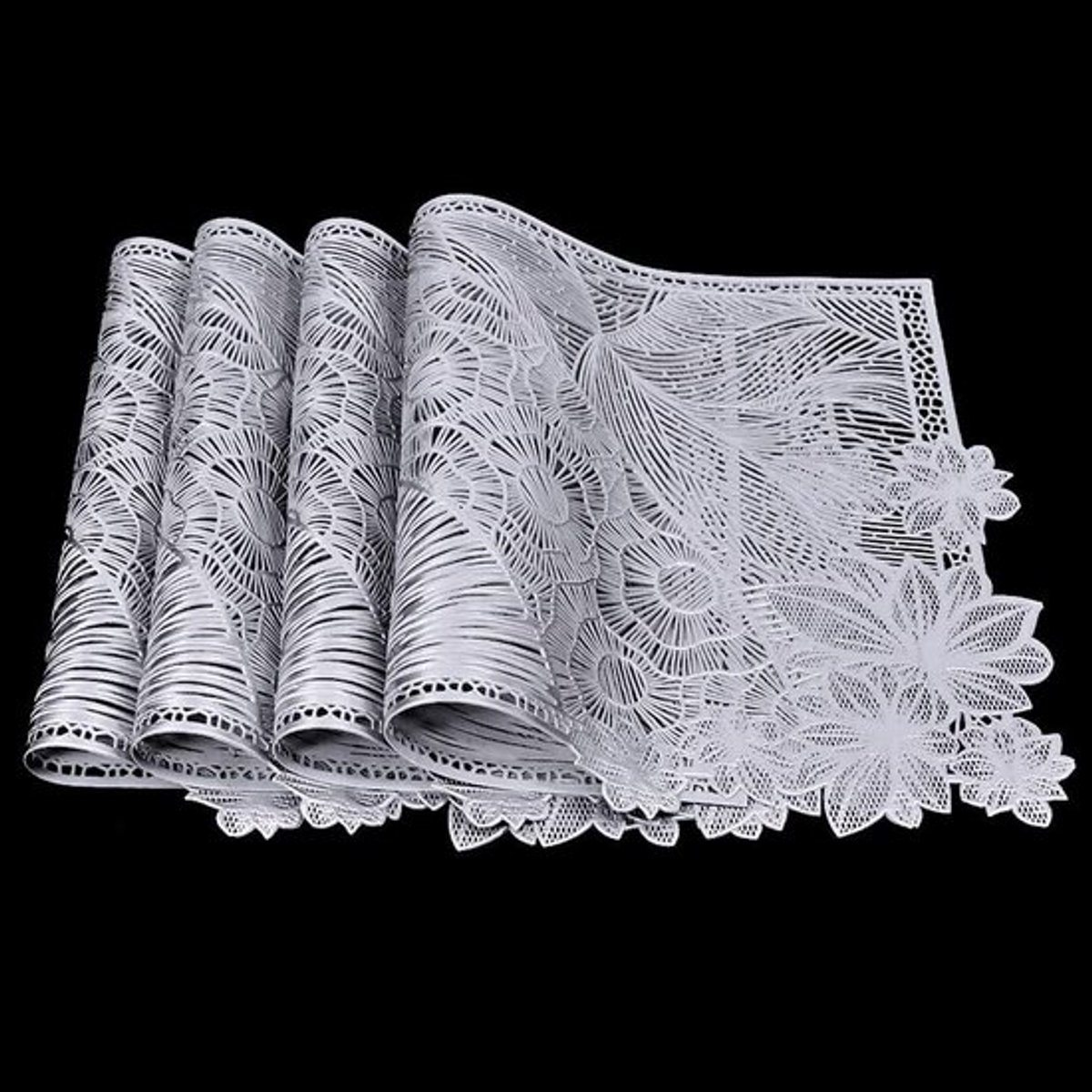 Holle rechthoekige PVC-placemats - Set van 4, warmtebestendig, waterdicht en antislip tafelmatten voor keuken, restaurant en bruiloft, 45 x 30 cm