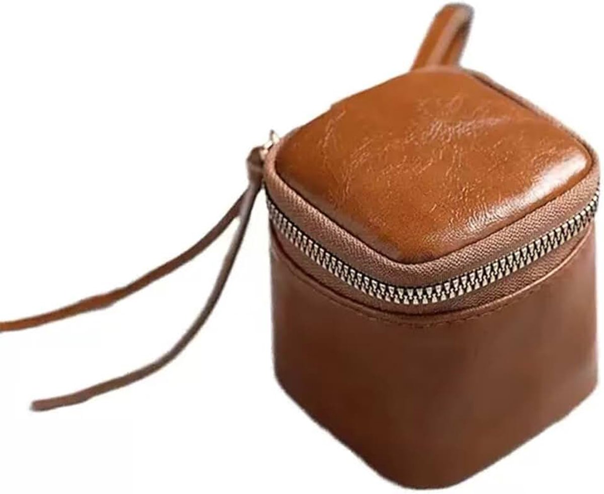 Muntenportemonnee, hoofdtelefoontas voor dames, creatieve sleutelhanger, make-uptas, muntenportemonnee met ritssluiting, bruin, Einheitsgröße, mode