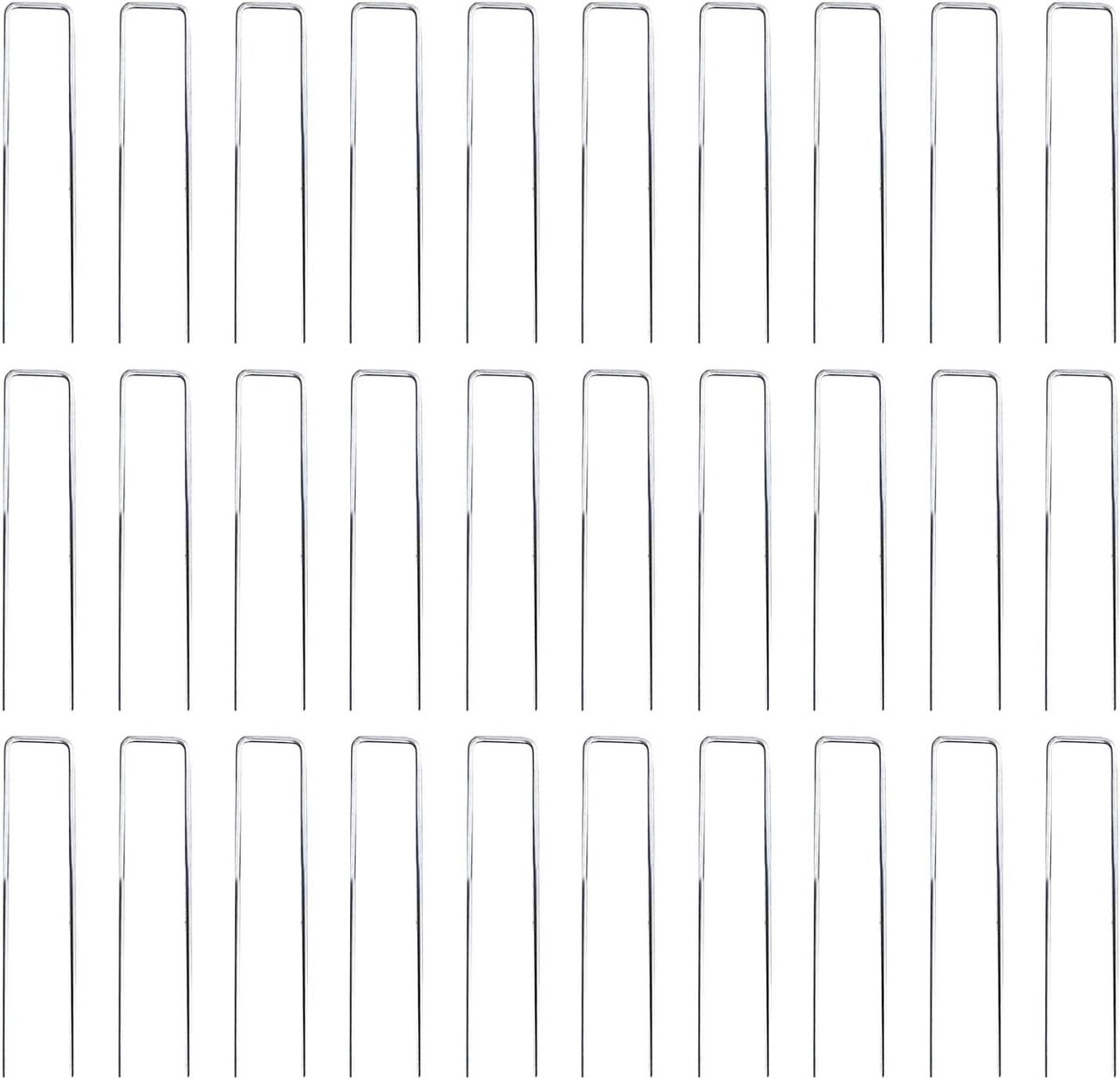 Tuinpalen - U-vormige pinnen grondpennen - Tuinondersteuning - Weerbestendig gegalvaniseerd staal - 10 cm lengte - Zilver