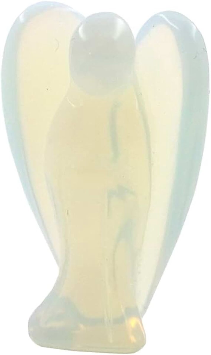 Kristallen engel, Pocket Guardian Natural edelsteen beeldje minifiguur decoratie voor vrede, liefde, geluk en genezing 1,5 inch opaliet