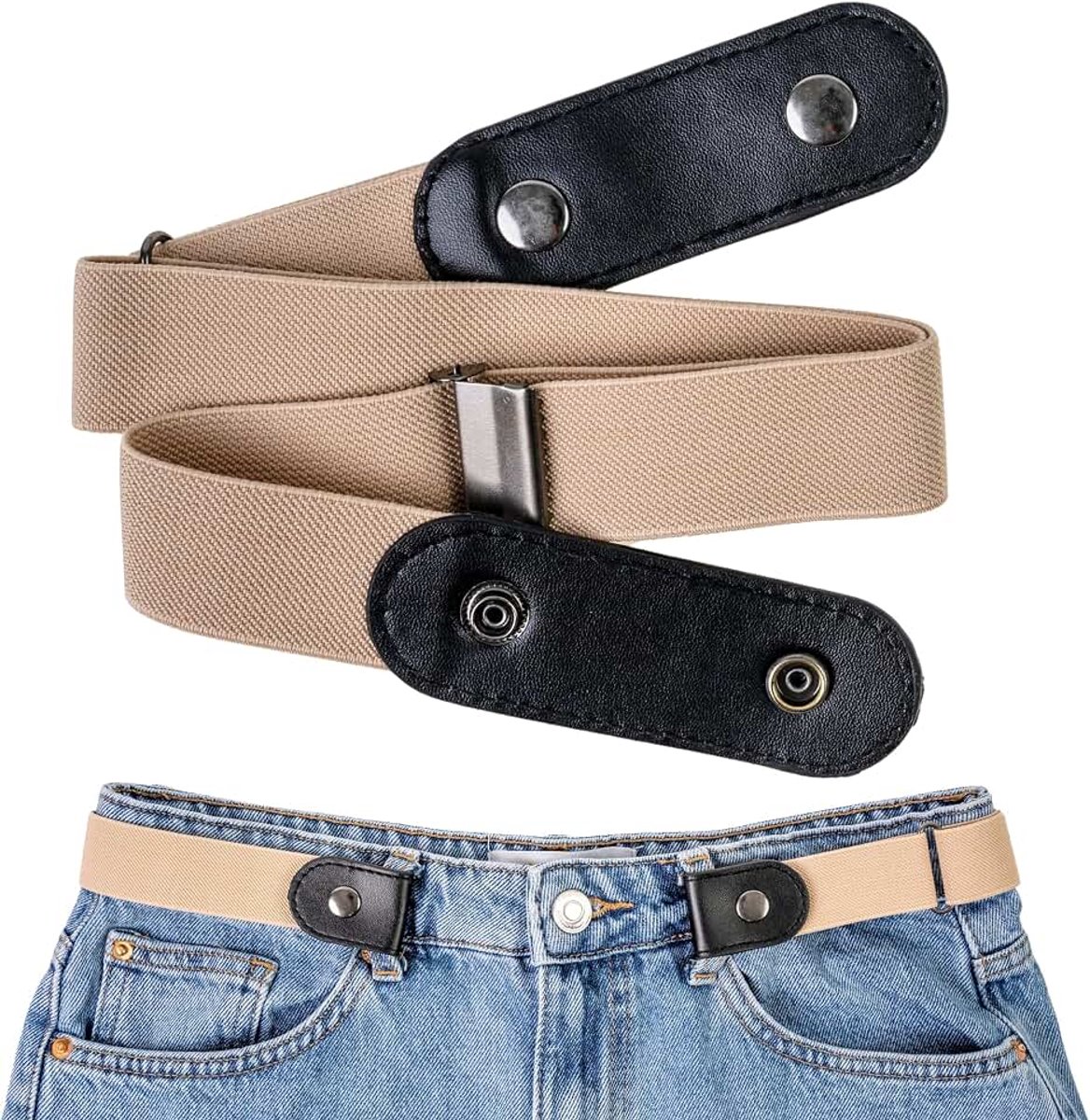 Day Mate Elastische riem zonder gesp, individueel instelbaar voor 60-120 cm tailleomtrek, damesriem, herenriem, kinderriem, uniseks riem voor jeans