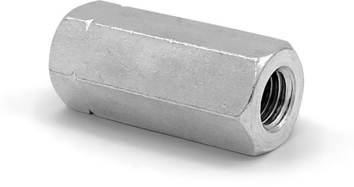 - lange zeskantmoer - roestvrij staal - M8 x 30 mm - vast - 20 stuks - industrieel - geschikt voor binnen en buiten