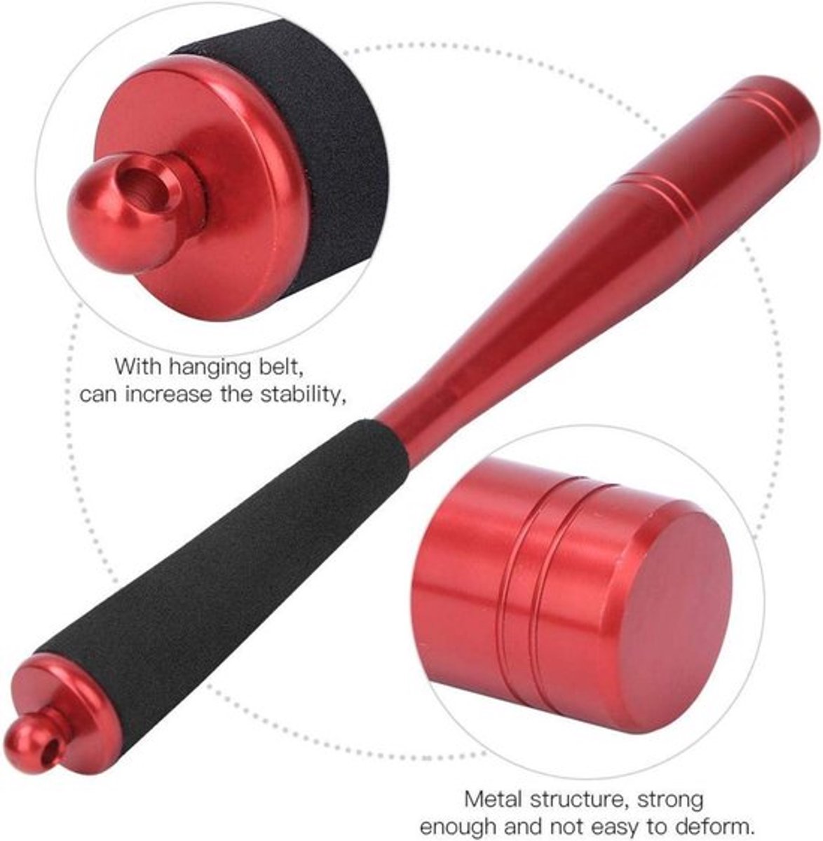 25 mm Diameter Visvleermuis Tool Aluminium Hoofd Vispriester met Schuim Handvat - Rood - Vistent Toebehoren