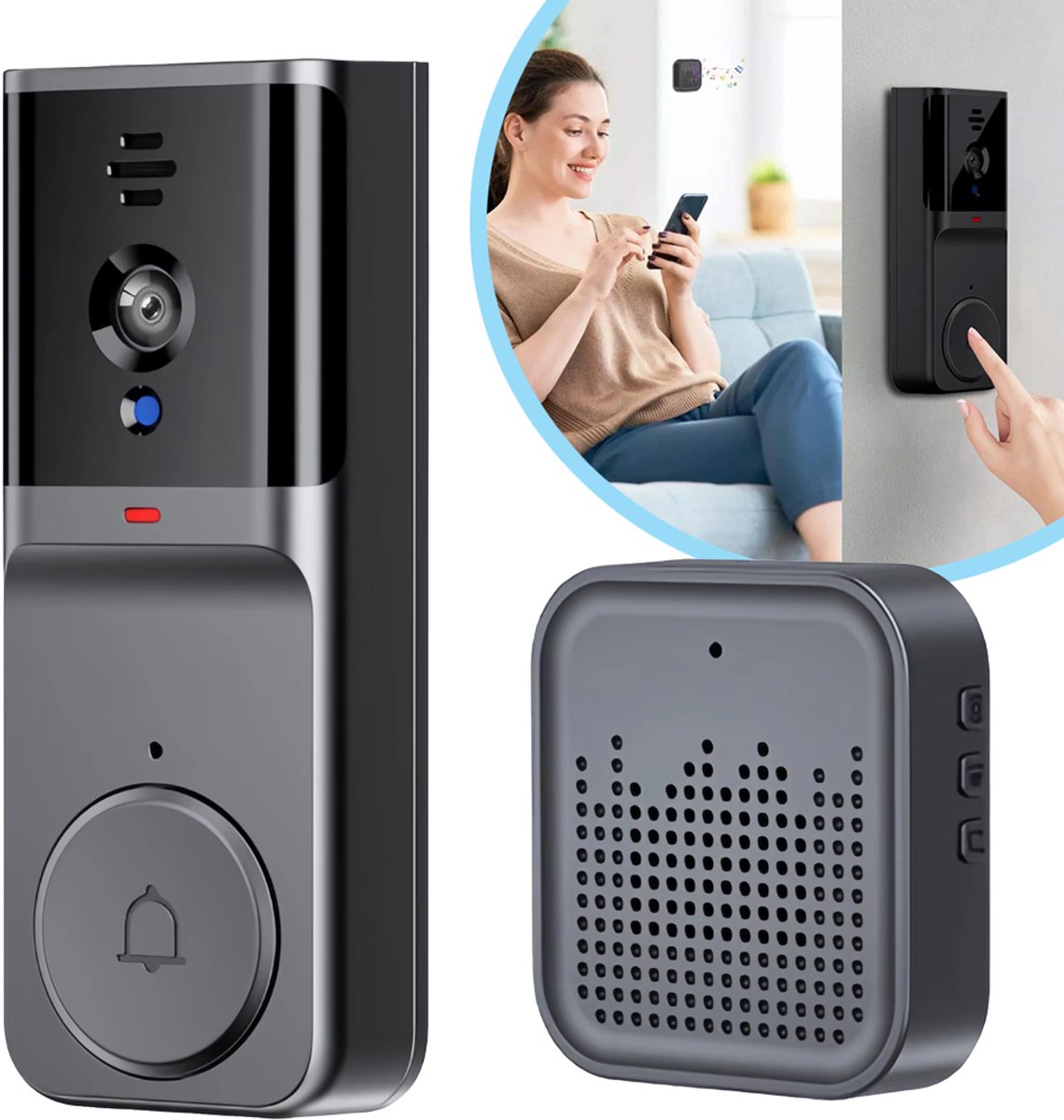 Slimme Draadloze Videodeurbelcamera - Wifi-Deurbelcamera Met Tweewegsaudio - Hd-Videobeveiligingsdeurbel - Realtime Video