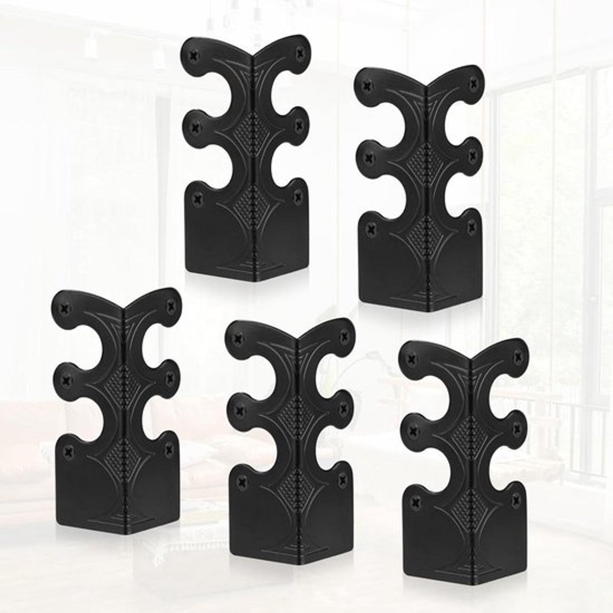 Zwarte Decoratieve Plinthoekbeschermers voor Meubels - Set van 5 - Vintage Metalen Hoekbeschermers - Massieve Plinthoekbeschermers - Hoeken van Plinten Beschermd