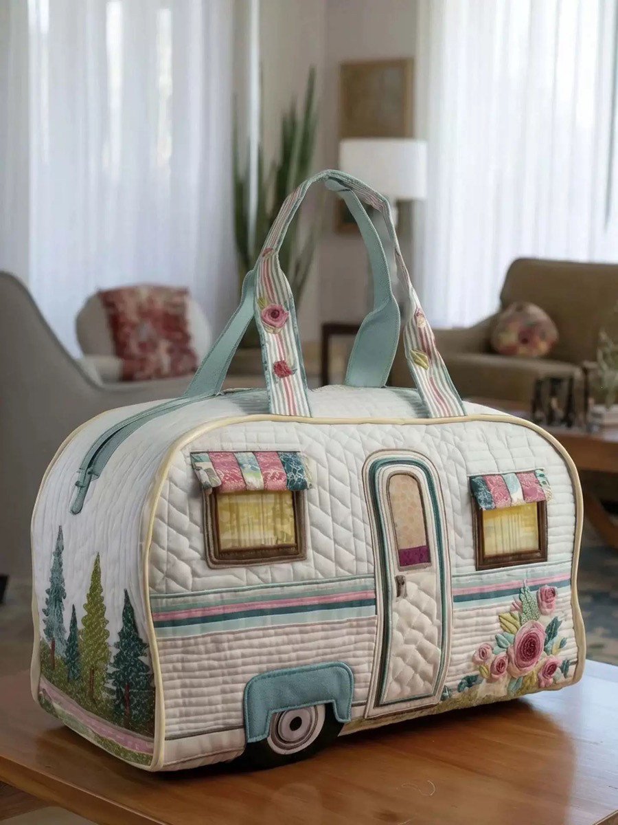 Textielen tas, retro bloemenprint in 3D-stijl, boho-stijl voor reizen en sport, meerkleurig, groot (18 x 9 x 9 inch)，174 modellen