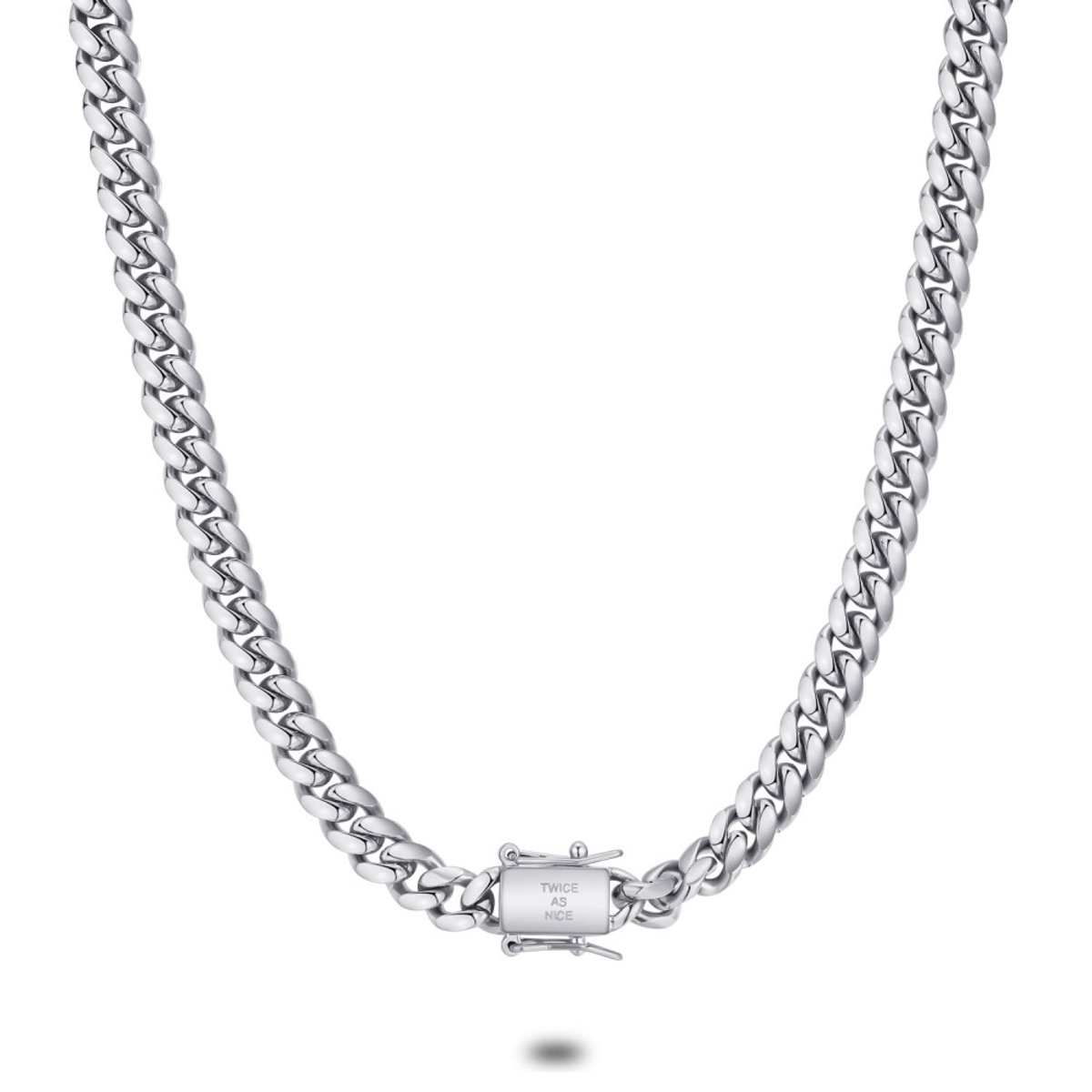 Twice As Nice Halsketting in edelstaal, gourmet ketting, 8 mm 50cm