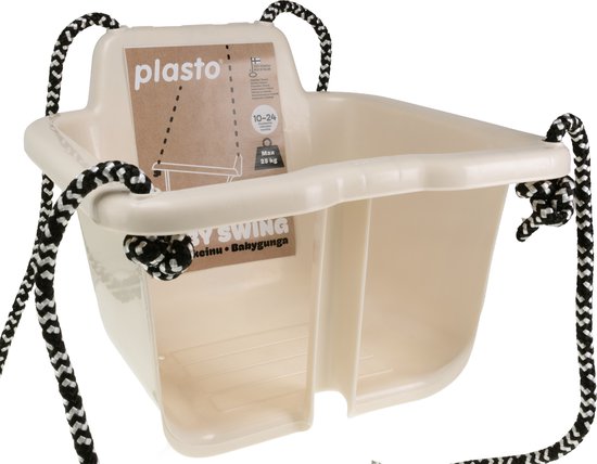 Plasto Baby Schommel Zandkleur - Babyschommel - Met Touwen - Max 25 kg - Special Edition Zachte Neutrale Kleuren - Gemaakt in Finland - Vanaf 10 Maanden — afbeelding 5