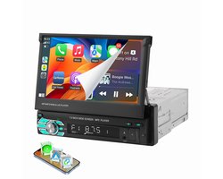 ESSGOO 1 Din Autoradio - 7" HD Touchscreen Handmatig Opvouwbaar Scherm - Apple CarPlay & Android Auto & MirrorLink- USB, AUX, TF, FM