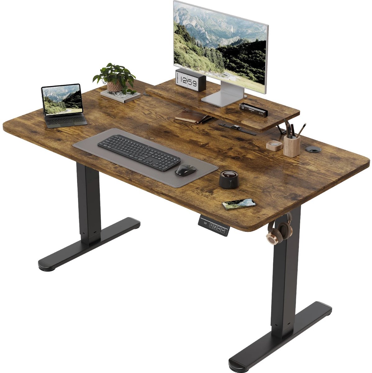 Lamor Bureau - Bureaus - Elektrisch verstelbaar - Tot 60kg - 160x120cm - Ergonomisch - Digitaal bedieningspaneel met LED-display