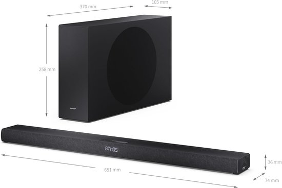 Ultradunne Soundbar - Draadloze Subwoofer - Thuisbioscoop Ervaring - 360W Max Vermogen - 2.1 Kanaals - Zwart — afbeelding 2