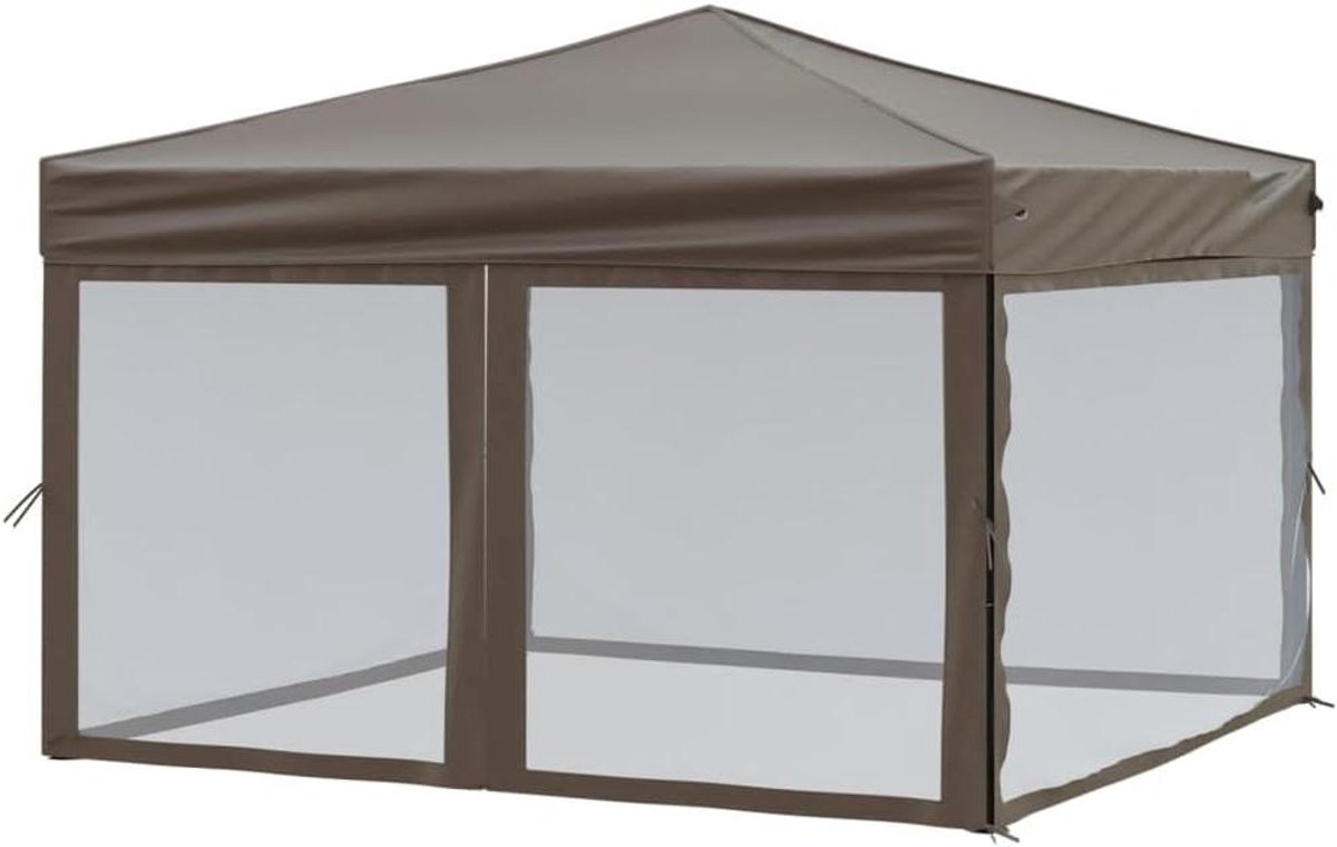 Opvouwbare Partytent - Paviljoen Tuin - Feest Buiten - Met Zijwanden - 3 x 3 Meter - Taupe