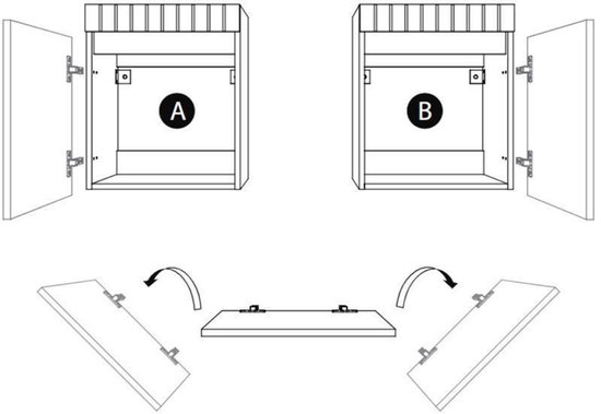 Technische tekening van antraciet matte wastafelonderkasten met ribbelstructuur.