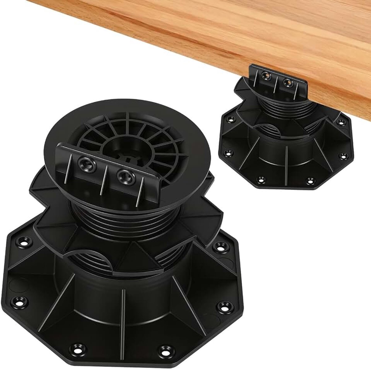 Stelpoten, in hoogte verstelbaar, 80 stuks, 70-145 mm, terrasdragers met hellingscompensatie, 5% stelpoten, voor onderbouw van terrasplaten, hout, WPC en steen