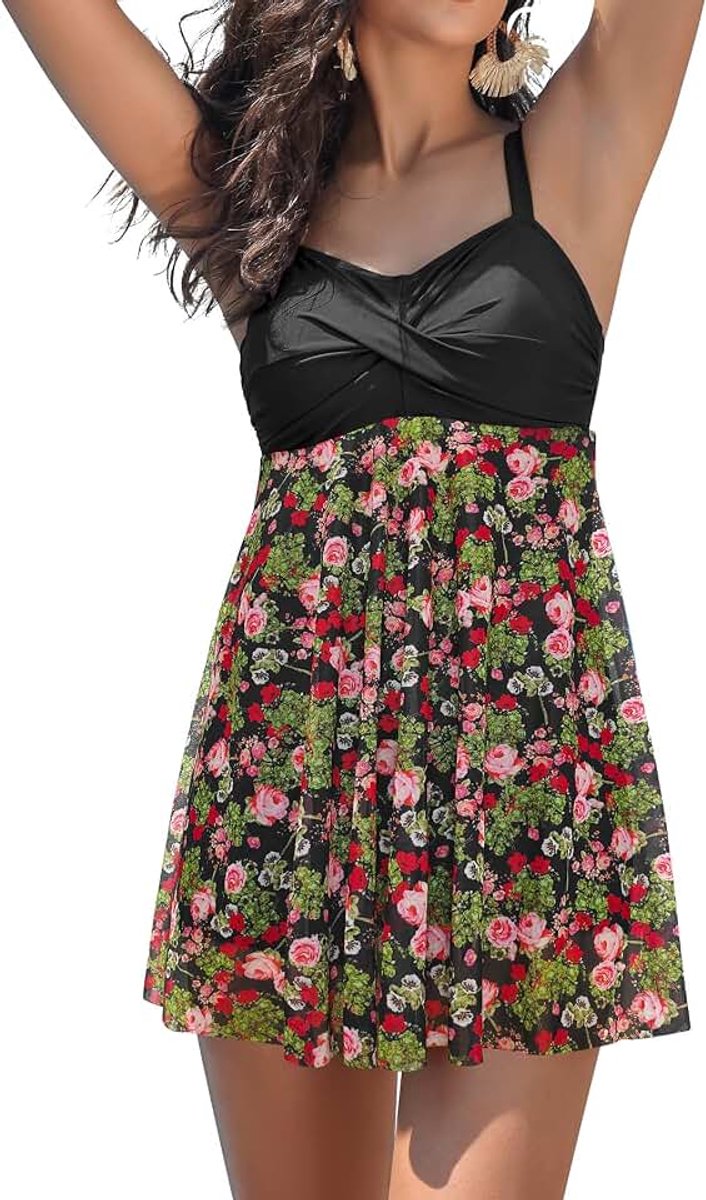 Verstelbaar Gestempeld Dames Zwemkleding Uit Één Stuk Buikcontrole Eendelig Badpakjurk Twisted Eendelig Badpak voor Dames