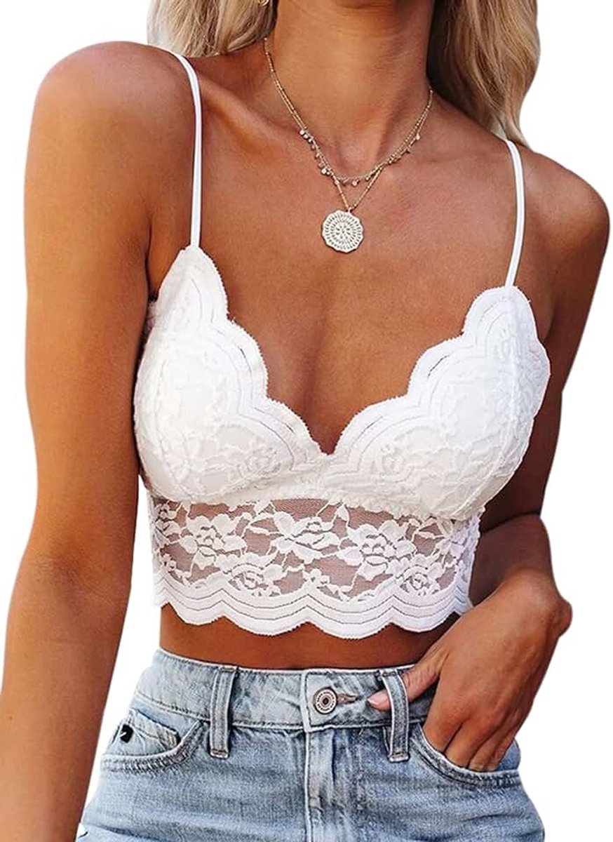 Vrouwen Vest Sexy Kant BH Zomer Top V-hals Spaghetti Strappy Cami Crop Bralette Tank Hemdje