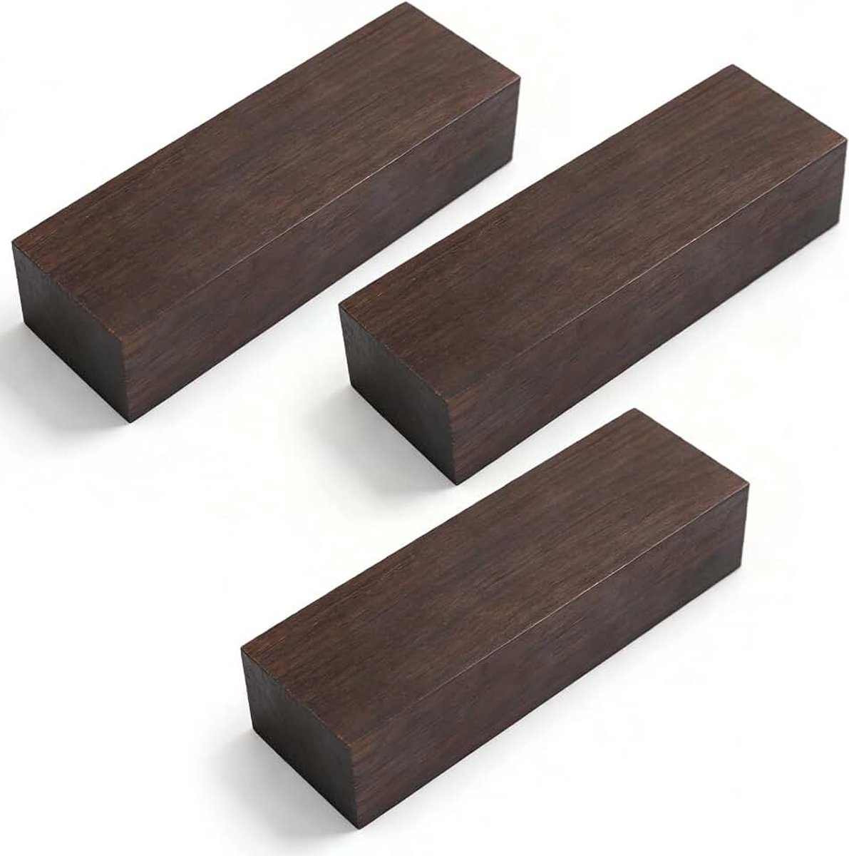 Hout houten blok, 3 stuks, 12 x 4 x 2,5 cm, lumenblank van hoogwaardig ebbenhout, premium materiaal voor muziekinstrumentaccessoires, messengrepen en houtsnijwerk, zwart
