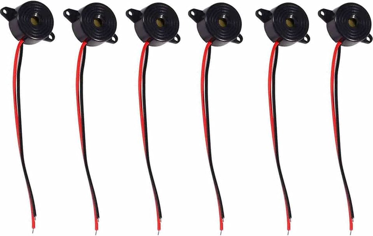 6 Stuks Elektronische Zoemer,Piezo Zoemer Elektronische,Elektronische Zoemer Tone Alarm,Geschikt voor Anti-Diefstal van Auto's, Fietsen, Poorten en Kluizen(Zwart)