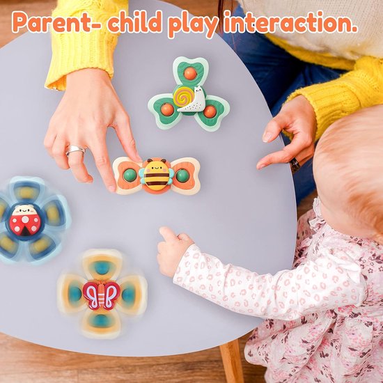 4 Stuks Draai Speelgoed Set Met Zuignappen - Baby Fidget Spinner voor in bad - Sensorisch speelgoed, Stressverlichtend speelgoed, Geschikt voor badkamers, Vensterbanken, kinderstoelen, enz — afbeelding 4