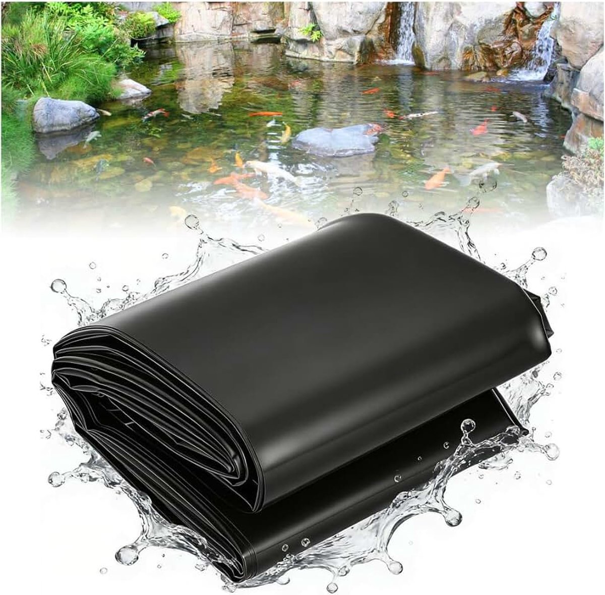 4 x 6 m, zwart 0,5 mm HDPE, grote vijverfolies voor industrieel en privégebruik, ideaal voor vijvers, zwembaden en landschapsarchitectuur