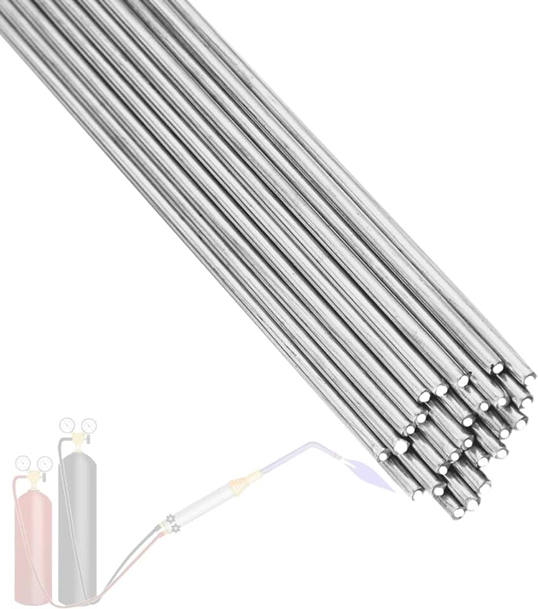 20 stuks aluminium soldeerstaaf, lage temperatuur aluminium lasstaven 2,4 x 250 mm, aluminium solderen, propaanbrander, vuldraad voor reparatie van aluminium buizen, aluminiumlegering/solderen van