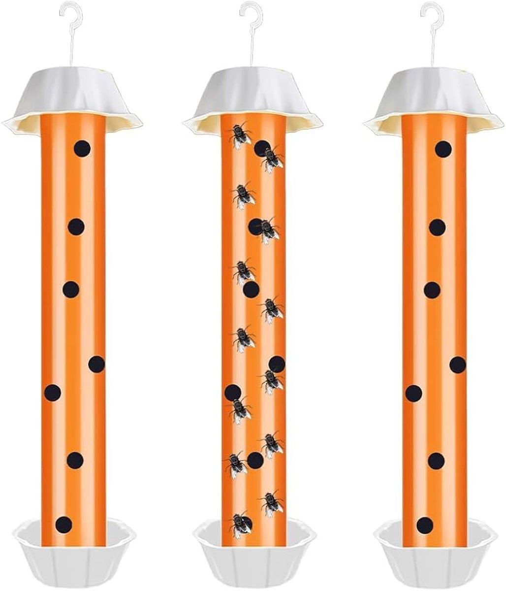 3 stuks vliegenval voor binnen en buiten, vliegenvanger, muggenval met plakstrip, afweer tegen muggen, vliegenvallen, fruitvliegenval, vliegenval om op te hangen en neer te zetten