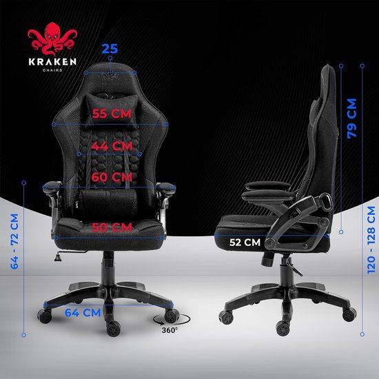 Ergonomische bureaustoel - Comfortabele stoel - Langdurig zitten - Verstelbare armleuningen - 126 cm hoog - Zwart grafiet — afbeelding 3
