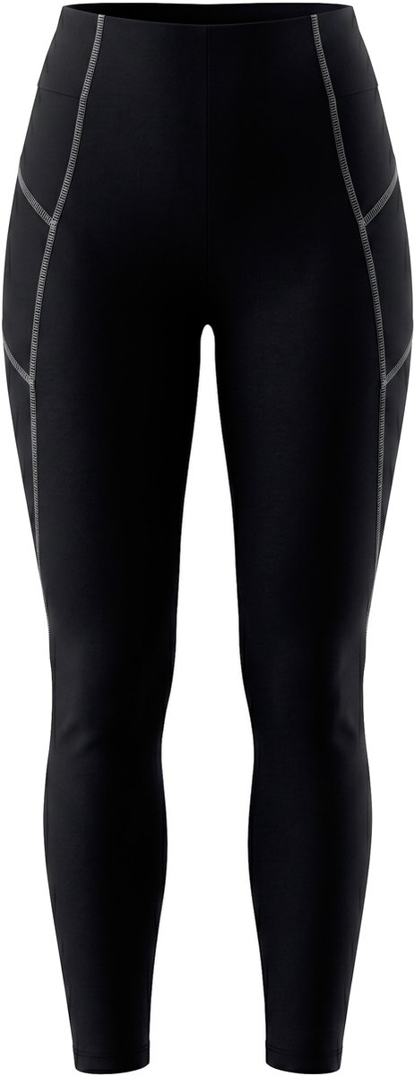 Ulla Popken - Dames - Sportlegging reflecterende banden mesh zakken gerecycled - Zwart - Maat 46+
