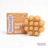 WONDR Shampoing solide XL - Miel Vegan - Molécules réparatrices - Soin intense - Apaisant - 110g