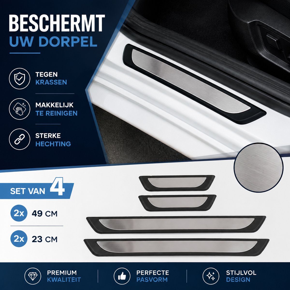 Instaplijsten Kia Picanto 1 - Set van 4 - Zwart chrome - AIM