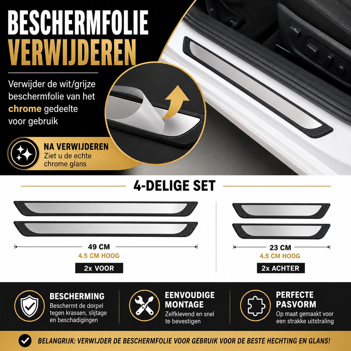 Instaplijsten Hyundai Tucson JM - Set van 4 - Zwart chrome - AIM
