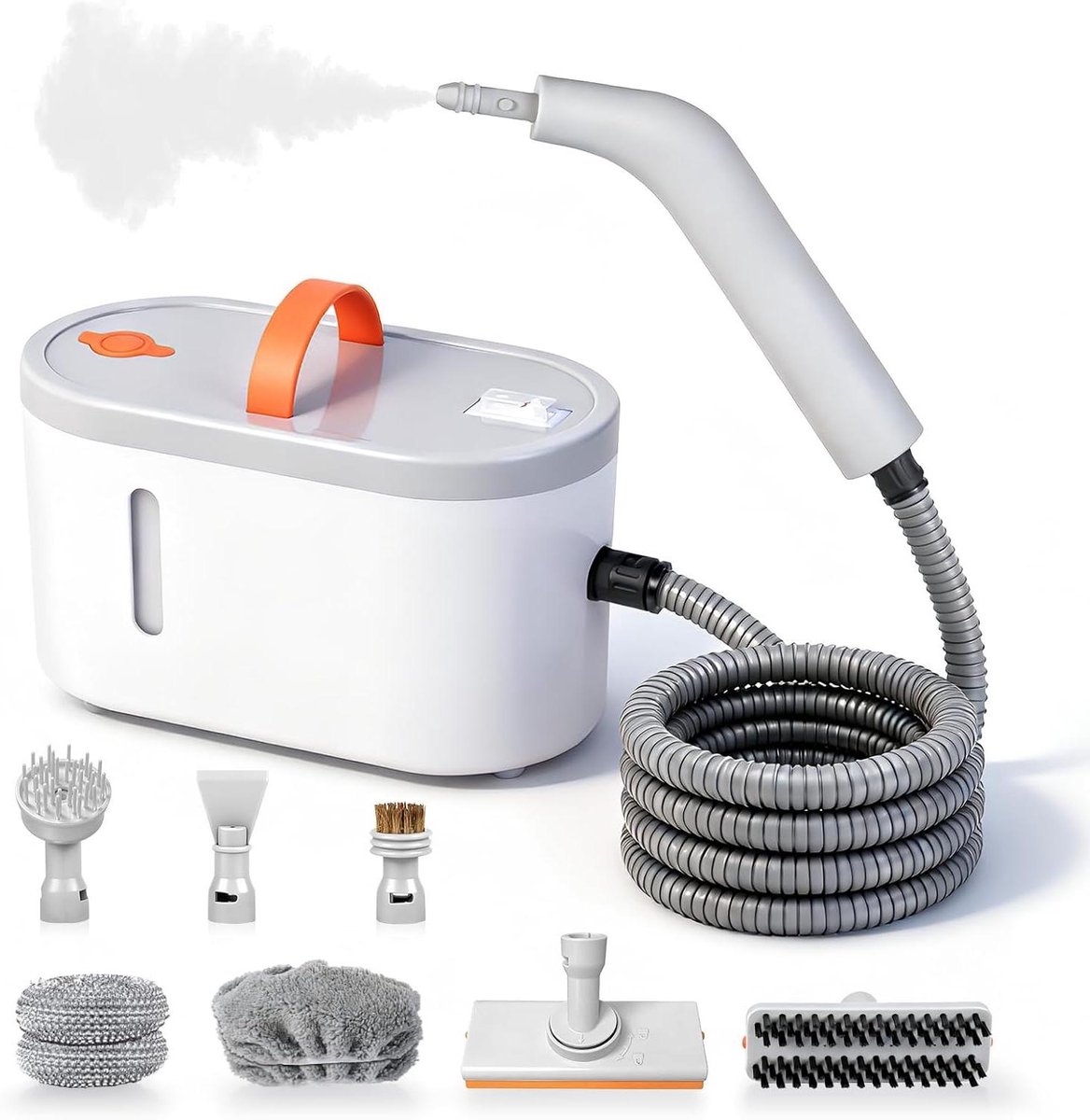 Stoomreiniger Handheld - Draagbare Stomer - Dieptereiniging Huis - 15 Seconden Opwarmtijd - 750 ml Tank - Wit Grijs