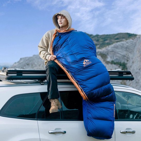 Winter Dons Slaapzak - Mummie Slaapzak - Kamperen en Hiken - Extreme Koude Bescherming - XXL Groot - Blauw — afbeelding 3