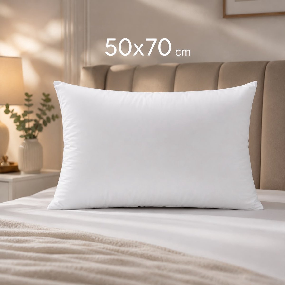 EVE Textile hoofdkussen 50x70 - Anti allergie - Basic hoofdkussen - slaapkussen - 800 gr extra zacht- ideal voor hotels - perfect voor air bnb huizen Wit