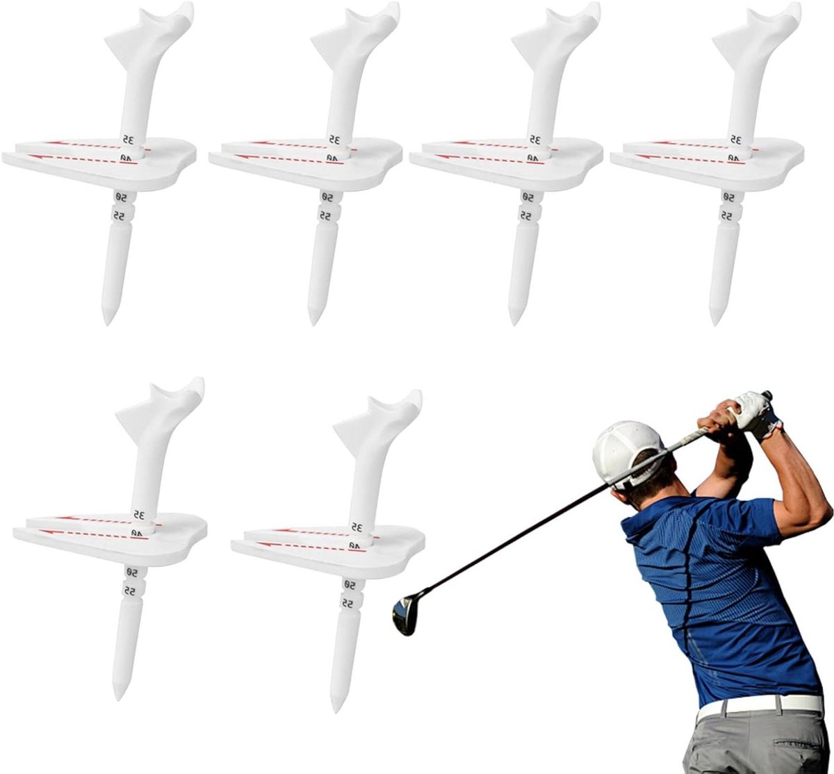 Golf Tees - Trainingshulp Golf - Swing Oefenen - In Hoogte Verstelbaar - 6 Stuks - Niet Gespecificeerd