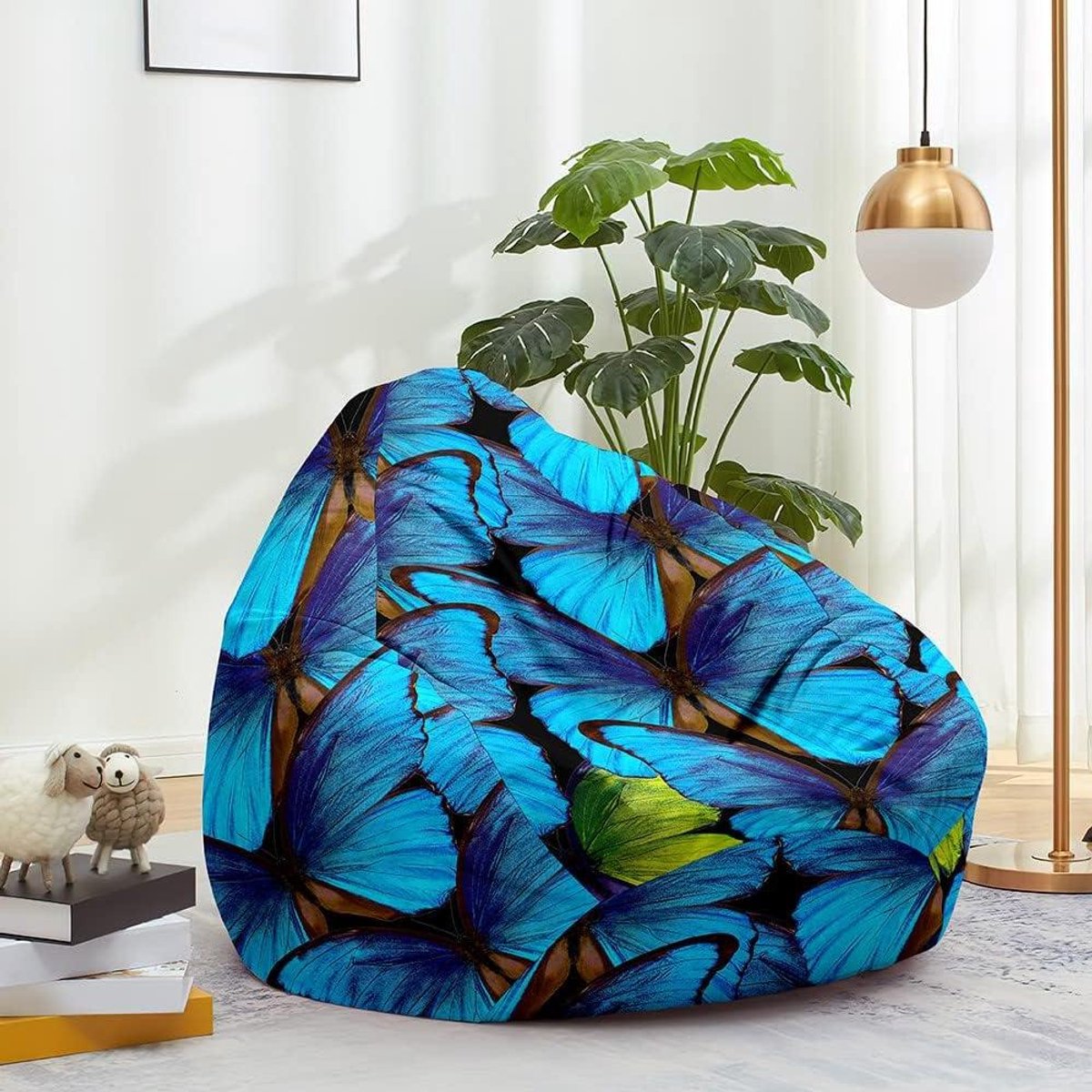 Zitzak hoes - Luie bank - Ontspannen zitten - Machinewasbaar materiaal - 80x90cm - Blauw