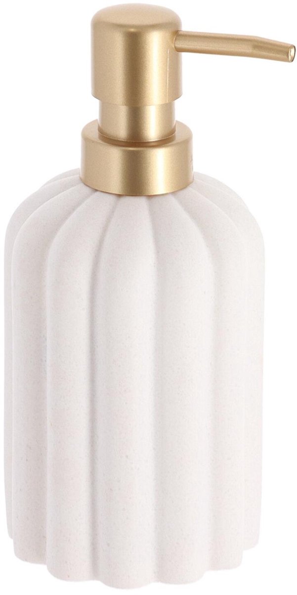 Tendance zeeppomp / zeepdispenser Ibiza - wit - 350ml - rond - 18 x 8 cm - polyresin