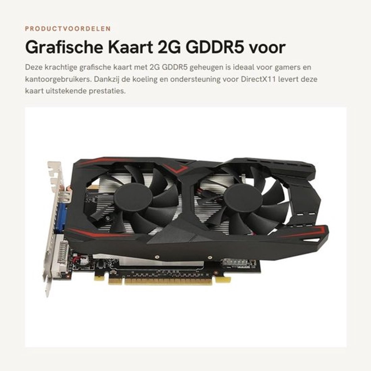 Grafische Kaart 2G GDDR5 voor Gaming met Koelventilatoren