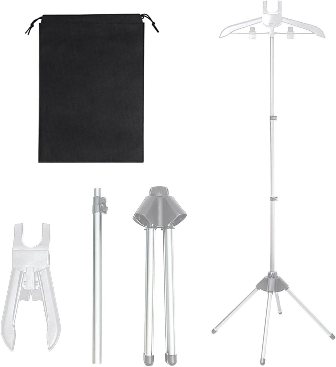 Stoomkledingrek - Kledingstandaard - Kleding Stomen - 360 graden draaibaar - 160 cm hoog - Zwart