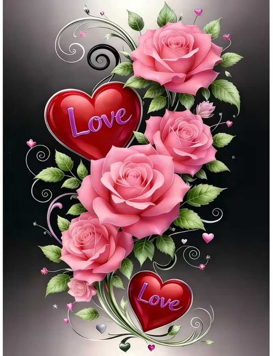 diamond painting Love in rozen geuit 30 x 40 cm