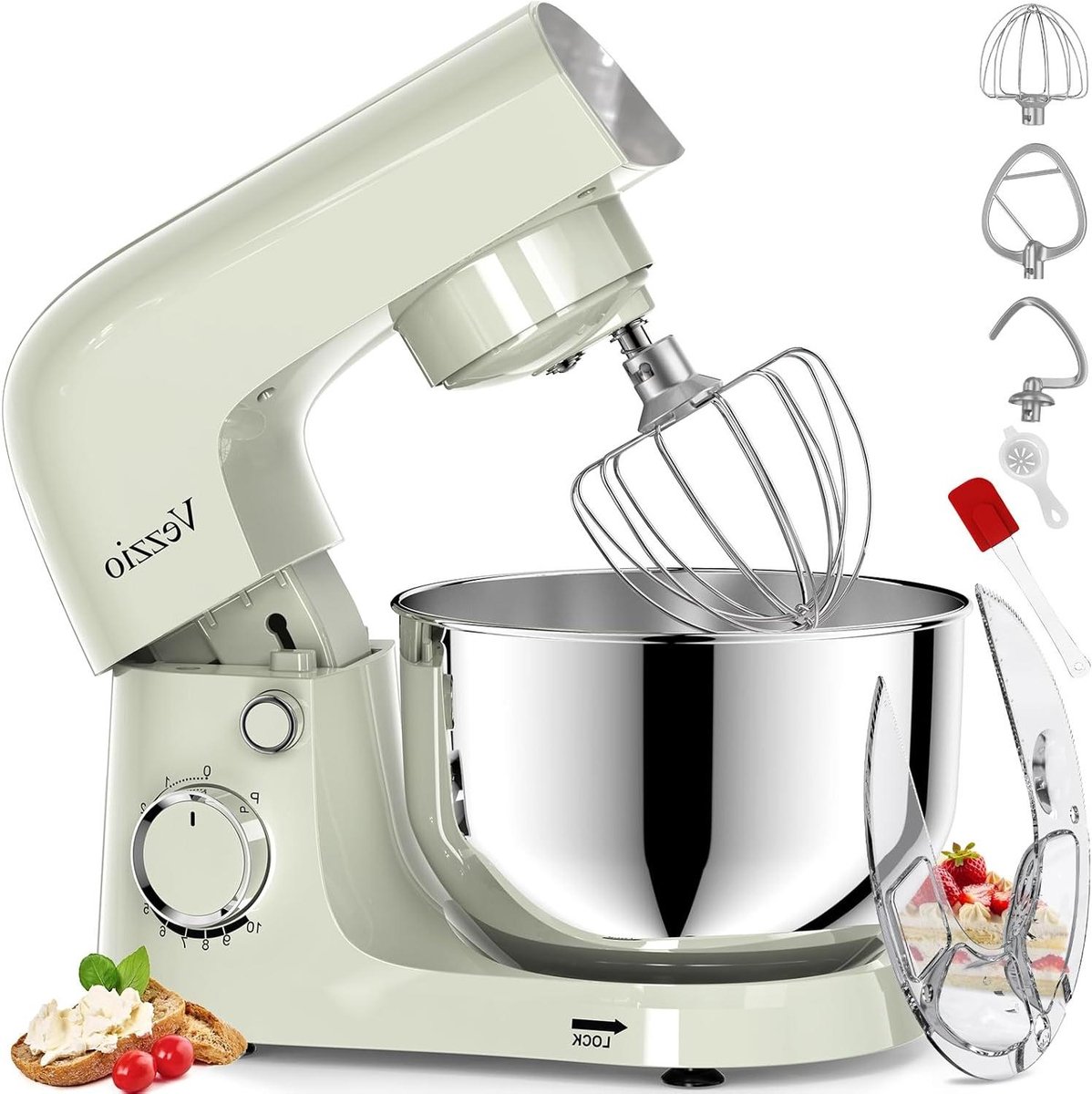 Keukenmachine - Mixer - Bakken en Koken - Krachtige 1500W Motor - 45 Liter Kom - Groen