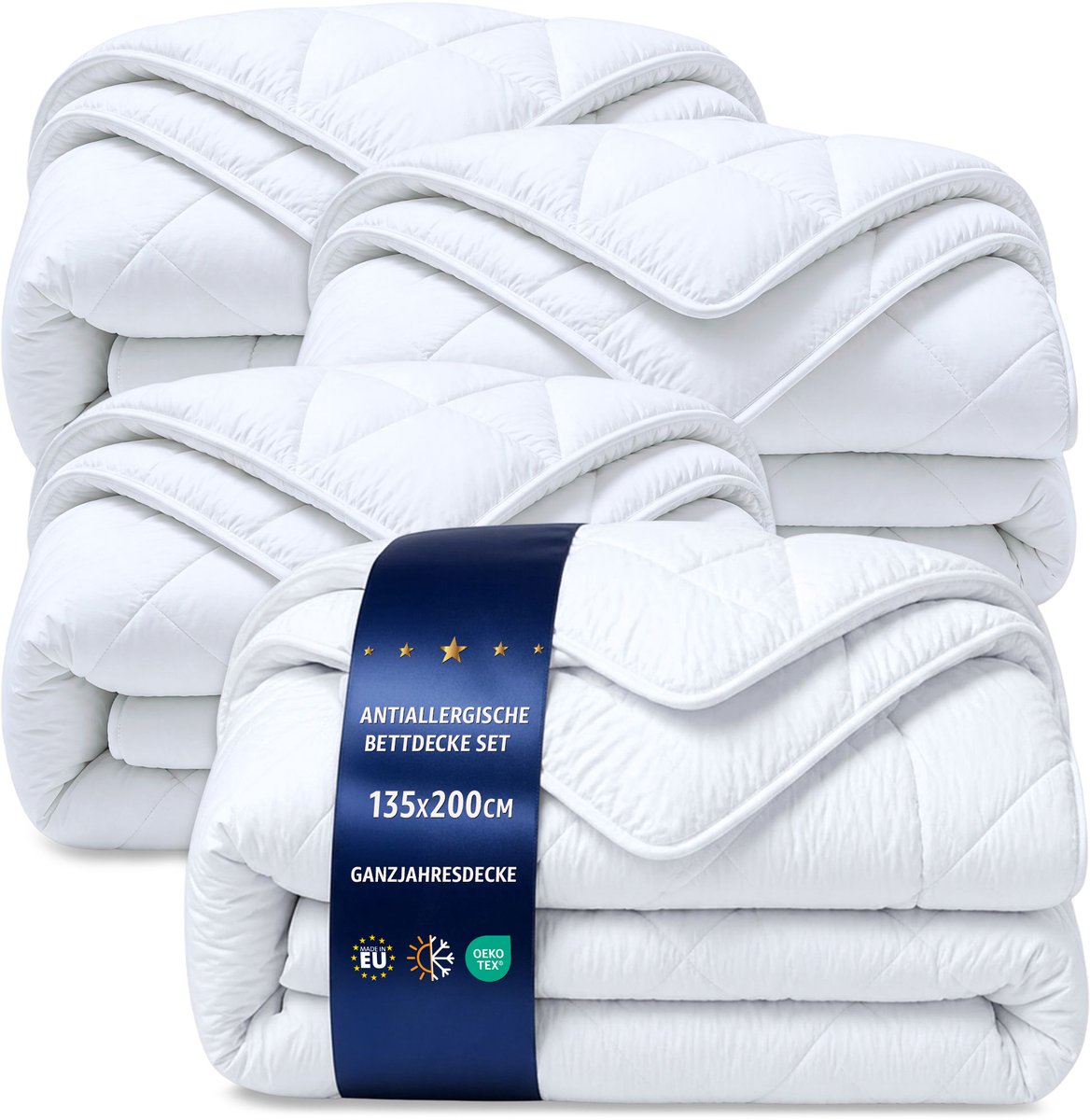 Dekbed zonder overtrek 135x200 cm – all-season Gewatteerd en Microvezel dekbedden naar bed wit warm licht Set: 4 X dekbed 135 x 200 cm Tweede keuze Oeko-Tex
